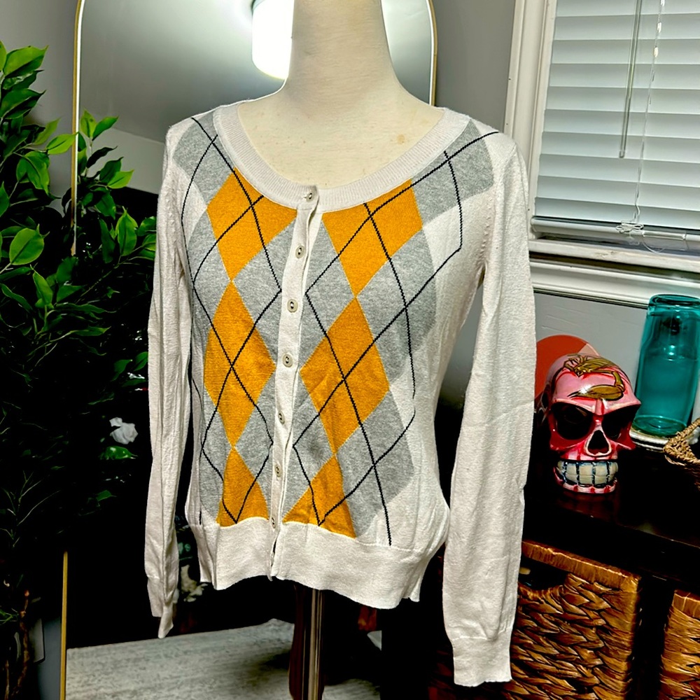 Jacob Cardigan Sweater - argyle pattern